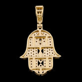 10k Yellow Gold 0.6CT Natural Diamond Hamsa Hand Pendant 2g Mens Religious Charm
